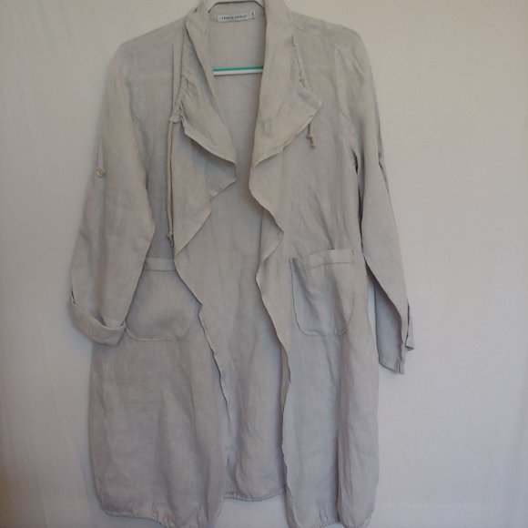 Tempo Paris made in Paris Italy. Linen waterfall lagonlook kimono Size small - Picture 1 of 16